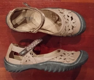 JBU by Jambu TAN Leather Vegan Mary Jane Wildflower Memory Foam Sandals Shoes 7M - Picture 1 of 11