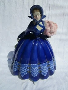 Fraureuth Biedermeier Dame Erna Rosenberg Figur Porzellan in Blau extrem Selten - Bild 1 von 12