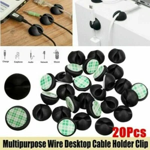20Set Self-Adhesive Cable Clips Tidy Cord Lead Desk Organiser USB Charger Holder - Afbeelding 1 van 7