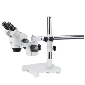 AmScope SM-3BZ 3.5X-90X Stereo Zoom Microscope with Single Arm Boom Stand - Picture 1 of 8
