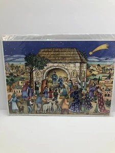 Nativity Advent Calendar, Baby Jesus in the manger, 14 x 10 inches - Picture 1 of 4
