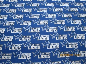 DETROIT LIONS NFL 100% COTTON 1 YARD PIECE  (36" x 58") NEW DESIGN "GO LIONS" - Picture 1 of 5