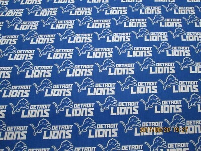 DETROIT LIONS NFL 100% COTTON 1  YARD PIECE BRAND NEW DESIGN "GO LIONS" - Image 1 of 4