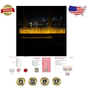 Battery-Free Light Up Congratulations Letters with Candles & Eco-Friendly Design - Picture 1 of 9