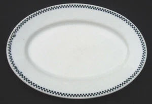 Checkerboard Oval Platter Maddock Trenton China 1912-24 Black and White - Imagen 1 de 4