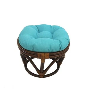 Rattan Ottoman with Outdoor Fabric Cushion - Picture 1 of 1