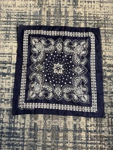 Vintage Tower Bandana Blue  Paisley USA Made Polka Dots 60s - Picture 1 of 4