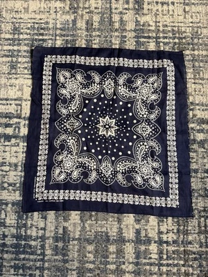 Vintage Tower Bandana Blue  Paisley USA Made Polka Dots 60s - Image 1 of 4