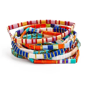 Tile Tila Bracelet,Stackable Glass Bead Bracelets,Summer Jewelry-SUMMER BEACH - Picture 1 of 42