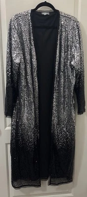 Masseys' Серебряный блестками открытый нарядный куртка в черный размер 2 X новый потрясающий - Изображение 1 из 4
