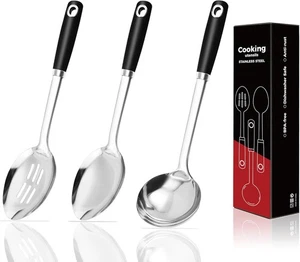 14-in Cooking Spoons Set, Heavy Duty 18/0 Stainless - Picture 1 of 5
