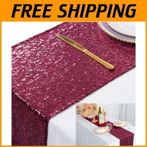 Luxe Pack of 10 Burgundy Wedding Table Runners - Picture 1 of 9