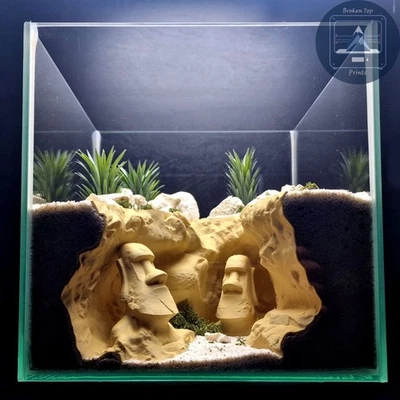 Moai Cave Aquarium Terrarium Decor: Easter Island Statue Tank Hideout - Image 1 of 4