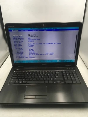 DELL INSPIRON N7110 - BOOTS TO BIOS - INTEL I7 2330M - 3GB RAM - 17" - READ -BB - Image 1 of 4