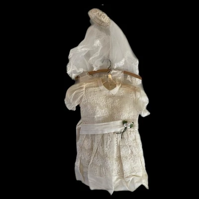 Conjunto de 3 vestidos de novia y velo Sylvia originales de colección años 70-80 para niña talla 5 blanco marfil Foto 1 de 4