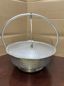 Vintage Hammered Aluminum Frog Mouth Serving Dish (Nasco Italy) Hinged Lid - Picture 1 of 6