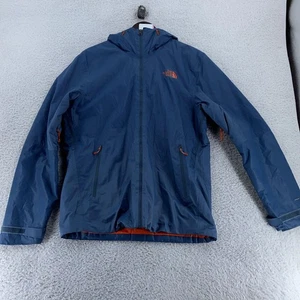 North Face Jacket Mens Medium Blue Hooded Insulated Full Zip Windbreaker Orange - Picture 1 of 9