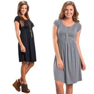 Para mujeres Mangas Cortas Vestido Básico Damas Verano Informal Vacaciones Camiseta Vestido - Imagen 1 de 18