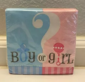 GENDER REVEAL Party BABY SHOWER BOY? or GIRL? Beverage NAPKINS 24 count 2 Ply - Picture 1 of 2