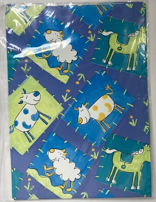 NEW VTG Wrapping Paper 2 - 20” x 30” Gift Wrap Kids Children Animals Image Craft - Image 1 of 4