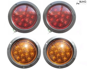 5" Truck Trailer 2 Amber 2 Red Stop Turn Tail Flush Mount +++ Bright LED Light - Picture 1 of 8