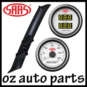 SAAS Pillar Pod White Boost & Dual Volts Gauge for Nissan Navara D22 1997-2014 - Picture 1 of 4