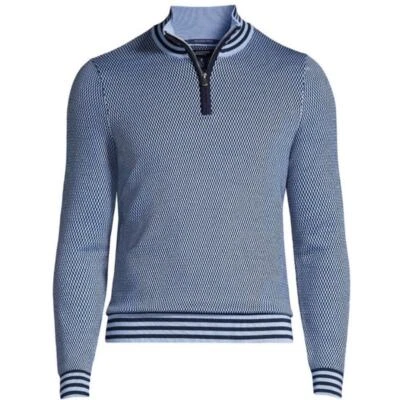 Suéter Henley Lands End Para Hombre Alto Calibre Fino Algodón Supima 1/4 Cremallera Grande 42-44 Foto 1 de 4