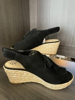 Isaac Mizrahi Live Women's MAYA Suede Peep Toe Slingback Wedge Suede, Size 7.5 W - Image 1 of 4