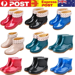 Womens Short Leg Rainy Wellies Rain Boots Men Waterproof Garden Shoes Rain Shoes - Picture 1 of 22