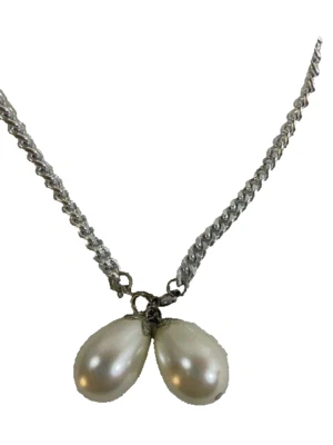 Sarah Coventry silver and pearl necklace belt costume jewelry long drop chain - Image 1 of 4