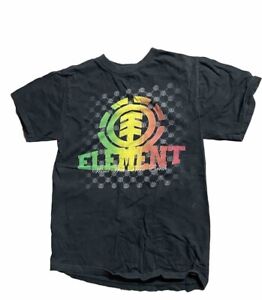Vintage Element Skateboard T Shirt Men’s Small Jamaican Rasta Colours Faded 90’s