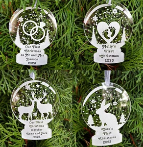 Adorno navideño personalizado adorno acrílico personalizado, globo de nieve, primero - Imagen 1 de 4