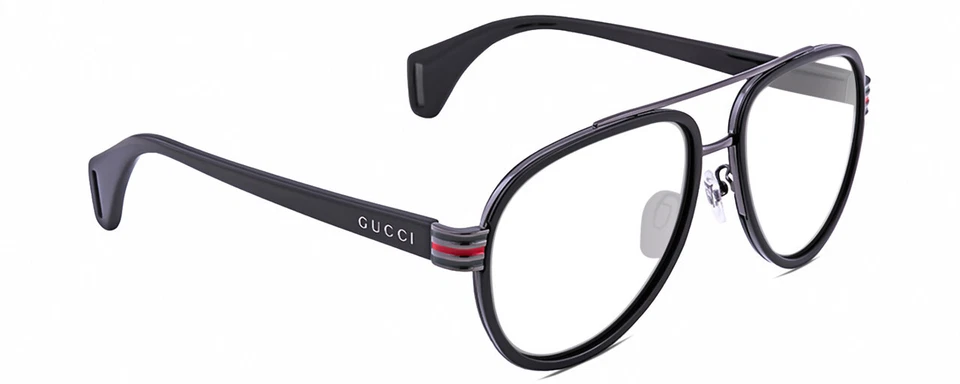 Gucci GG0447S Designer Reading Glasses Black Silver Red Green Pilot 58mm - Изображение 1 из 1