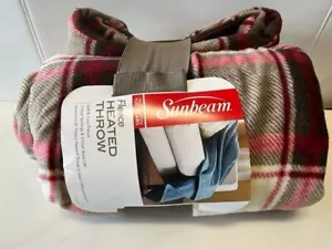 NEW Sunbeam Electric Heated Fleece Warming Throw Blanket Plaid - Picture 1 of 4