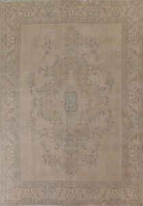 Semi-antique 10x12 Floral Traditional Distressed Muted Large Rug Handmade Wool