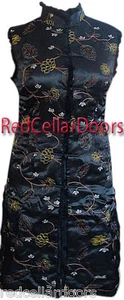 New Warm & Cozy Pretty Slimming Long Vest Satin Duster Embroidered Padded Vests - Picture 1 of 13