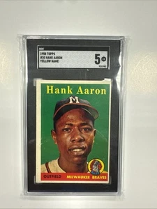 1958 Topps Hank Aaron Card #30 SGC 5 Yellow Letter Milwaukee Braves - Picture 1 of 3