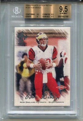 Tarjeta de novato Tom Brady 2000 stock privado venta al por menor BGS 9,5 gema como nueva #128 285/650 Foto 1 de 2