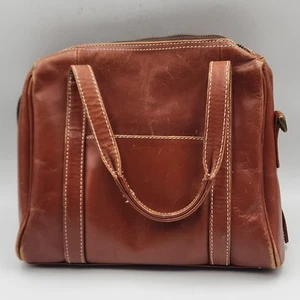 Vintage Latico Brown Leather Satchel Tote Purse – Structured - Organizer Pockets - Picture 1 of 12