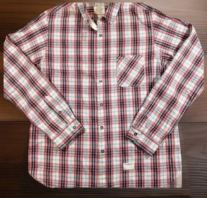AVIATOR COLBY-KANE Shirt Mens Large Red Ivory Plaid QUIET LUXURY Button Up $185 - Picture 1 of 11