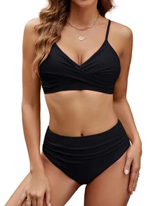 Women's High Waisted Bikini Sets Two Piece Swimsuit Tummy Control Bathing Sui... - Picture 1 of 8