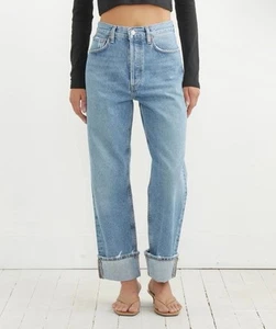 Agolde Fran Low Slung Straight Jeans Women’s 28 Intervention Button Fly Relaxed - Picture 1 of 12