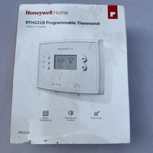 Honeywell Resideo Home RTH221B Programmable Thermostat White Clock Display - Picture 1 of 4