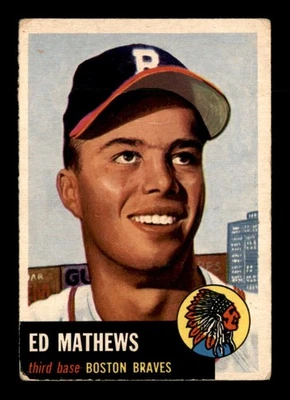 1953 Topps #37 Eddie Mathews DP G/VG X3370596 - Imagem 1 de 3