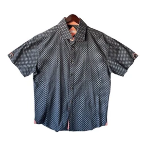 Camisa a medida para hombre XXL negra melocotón botón delantero manga corta vestido informal - Imagen 1 de 12