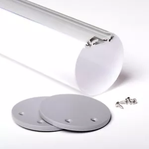 2m 6060B PROFILO TONDO TUBO GRANDE ALLUMINIO STRISCE STRIP LED 2MT SOSPENSIONE - Foto 1 di 4
