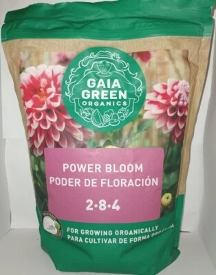 Gaia Green Power Bloom Nova Bolsa de 2 kg 4,4 lb 2-8-4 Fertilizante Alimentos Vegetais - Imagem 1 de 2