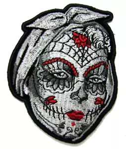 SUGAR SKULL POSTER PATCH #9300 sombrero chaqueta motociclista hierro bordado nuevo 3 IN - Imagen 1 de 1