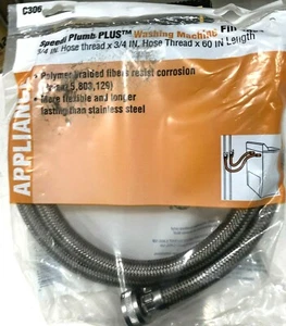 Speedi Plumb Plus Washing Machine Polymer Braided Fill Inlet Hose 3/4 x 60" C306 - Picture 1 of 3