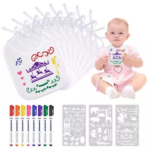 Ailvor Lätzchen zum Bemalen, 8 Stück Lätzchen Bemalen Babyparty, Lätzchen - Bild 1 von 7